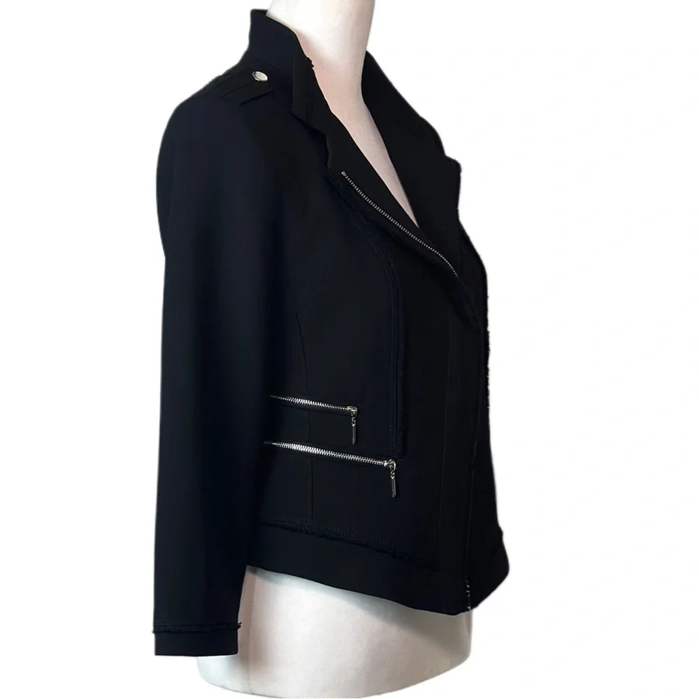 White House Black Market Asymmetrical Zip Moto Biker Jacket‎ Blazer Sz 2
